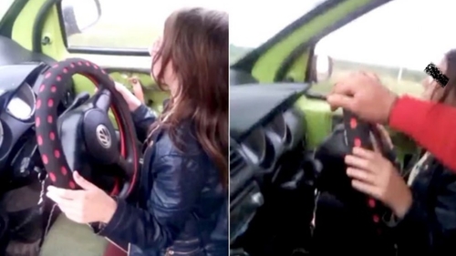 O nouă dovadă de inconştienţă a unor adulţi! Un bărbat şi-a pus fiica minoră să conducă maşina