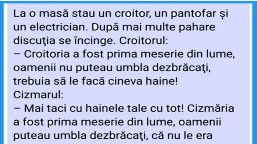 BANC | La o masă stau un croitor, un pantofar și un electrician
