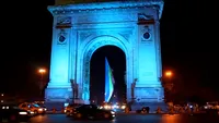 Arcul de Triumf iluminat arhitectural în albastru de Ziua Internațională de Conștientizare a Autismului - 1 aprilie 2019, București