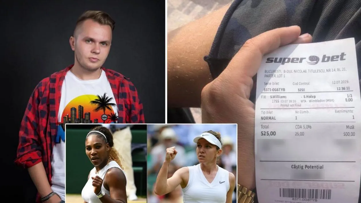 Codin Maticiuc a pus 525 de lei la pariuri că bate Simona Halep. Ce sumă încasează daca Serena Williams pierde finala Wimbledon