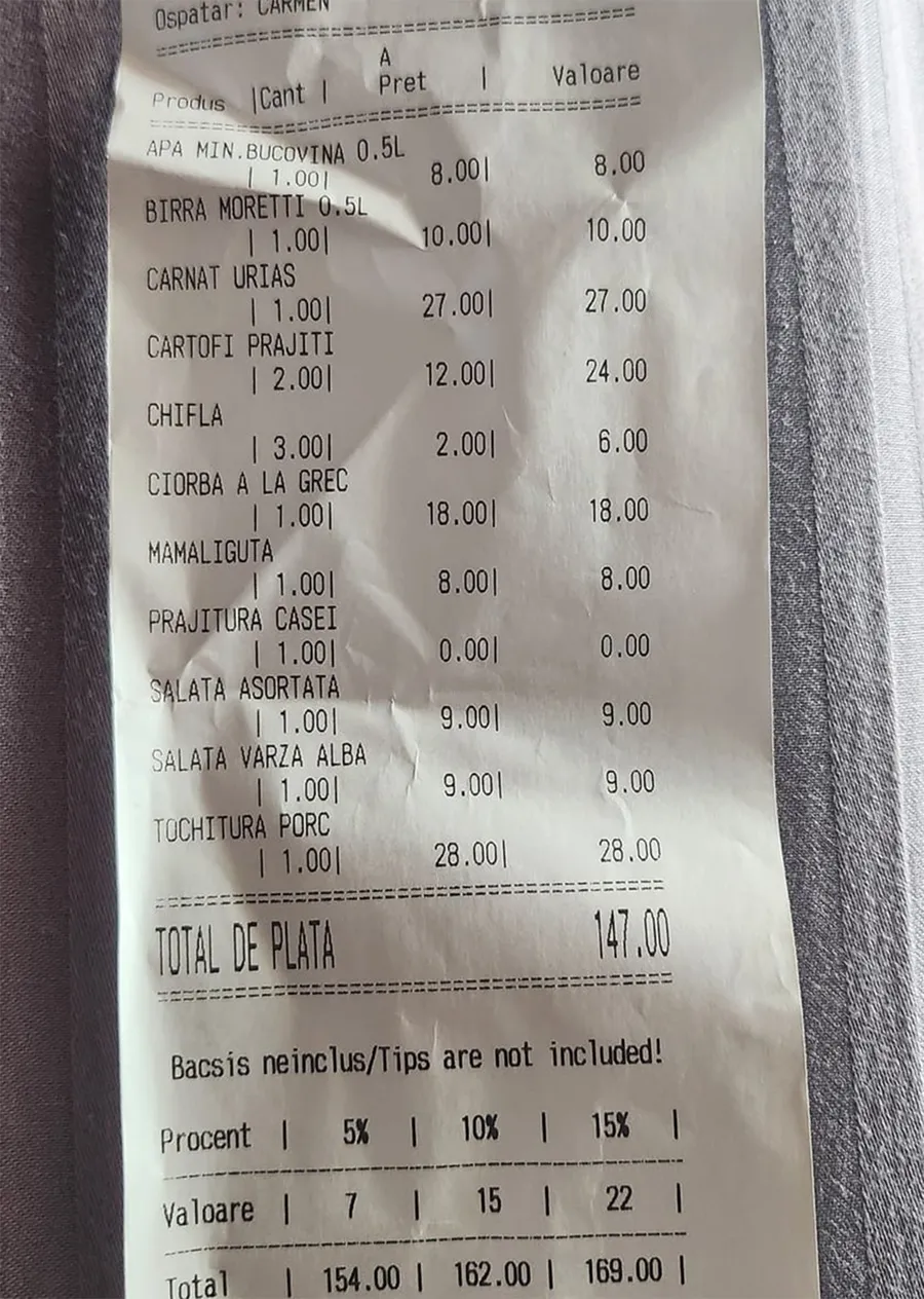 Bon fiscal/foto: Facebook 