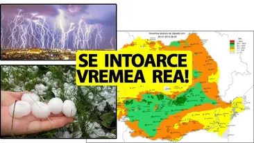 Se întoarce vremea rea în România! ANM anunță fenomene meteo violente începând cu ora 12:00