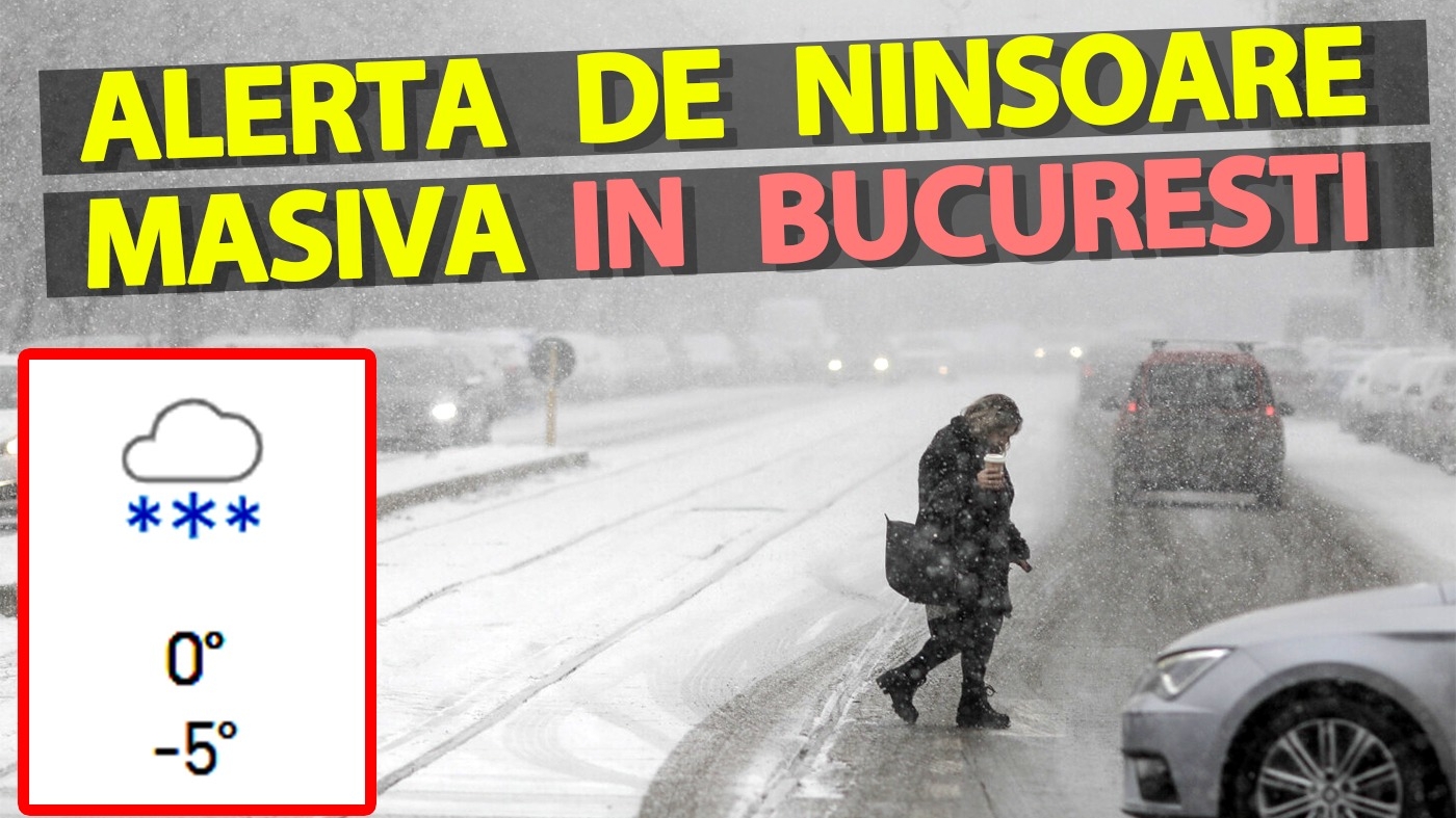 Alertă de ninsoare severă emisă de meteorologii Accuweather în București. La câți centimetri va ajunge stratul de zăpadă