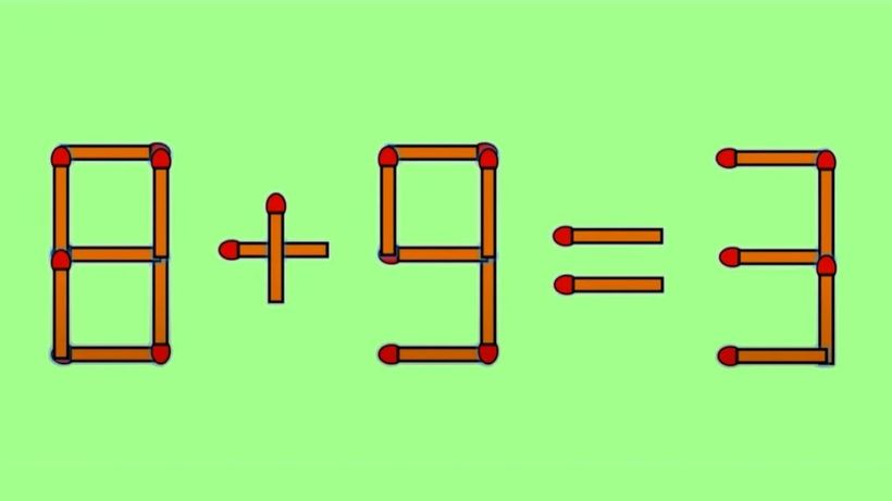 Test IQ | Ecuația 8+9=3 poate fi rezolvată dacă muți un singur băț. Ai găsit rezolvarea?
