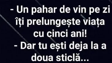 BANC | Un pahar de vin pe zi îți prelungește viața cu 5 ani