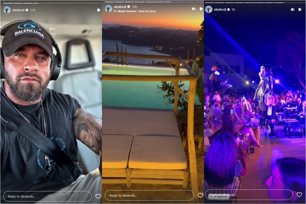 Alex Bodi a revenit în Mykonos, acolo unde se află, încă, Ema Uta, fosta sa iubită / sursă foto: Instastory