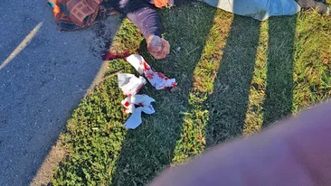 VIDEO. Doi oameni au fost spulberaţi de o căruţă scăpată de sub control, în Dâmboviţa. În ce stare sunt acum
