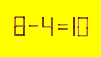 Test de inteligență | Mutați un singur chibrit, pentru a corecta 8 – 4 = 10