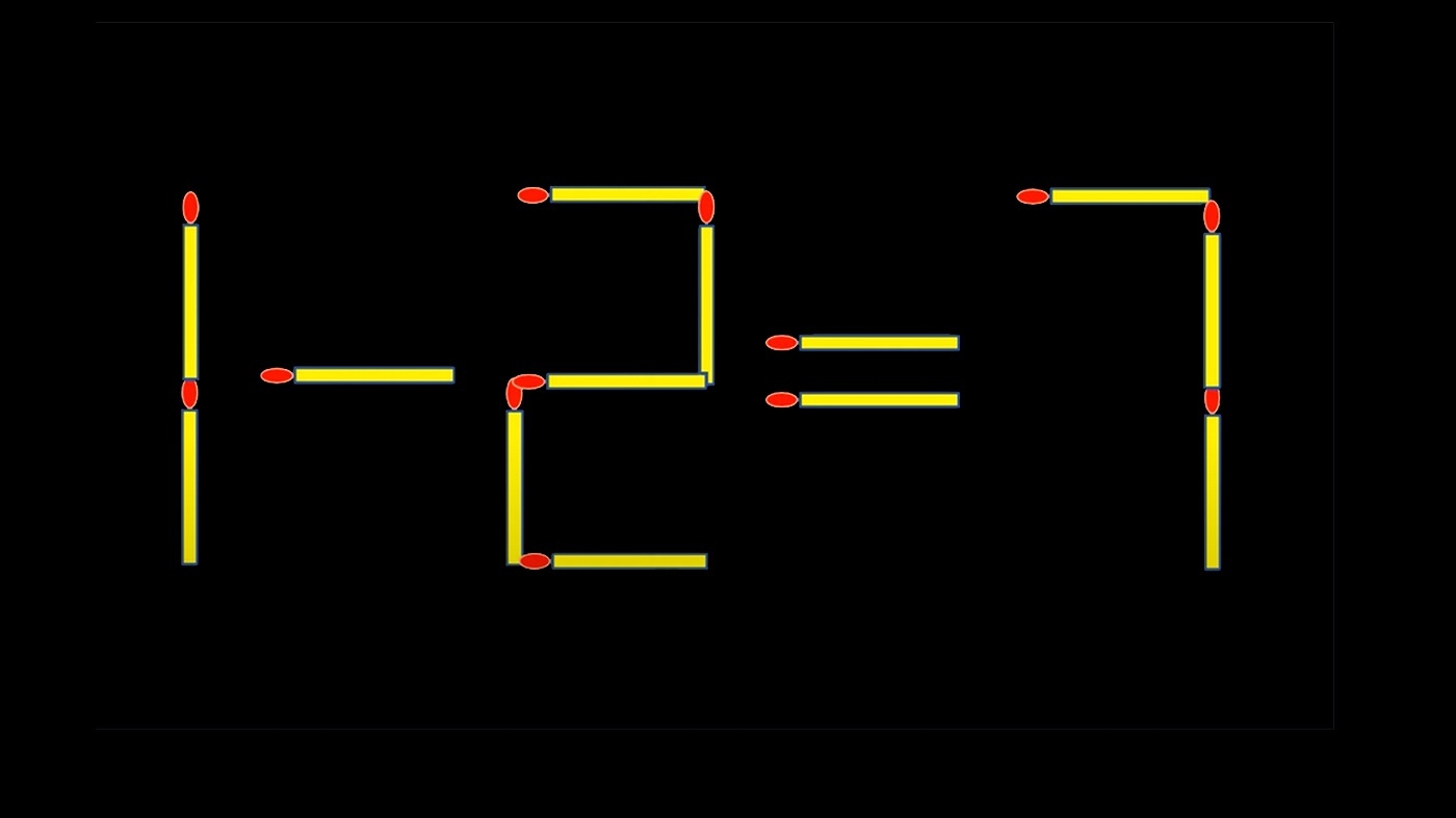 Test de inteligență | Bineînțeles, 1 - 2 = 7 este greșit. Corectați egalitatea, mutând un singur chibrit