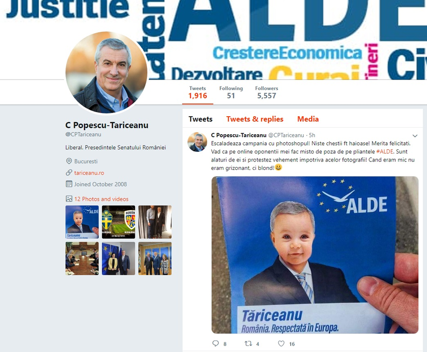 Reacția incredibilă a lui Călin Popescu Tăriceanu după ce a văzut cum apare pe afișele electorale. Cea mai recentă poză e virală