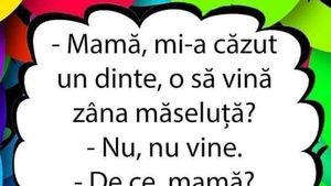 BANCUL ZILEI | "Mamă, mi-a căzut un dinte. O să vină Zâna Măseluță?"