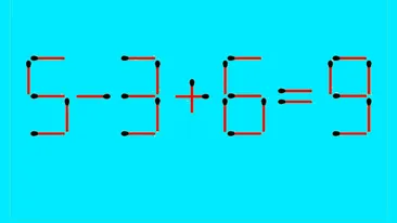 Test de inteligență | Adăugați un chibrit pentru a corecta 5 - 3 + 6 = 9