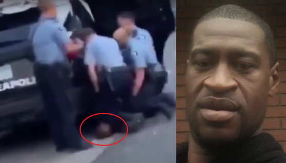 Unul dintre momentele în care polițistul stă cu genunchiul pe gâtul lui Floyd