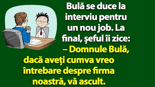 BANC | Bulă se duce la interviu pentru un nou job
