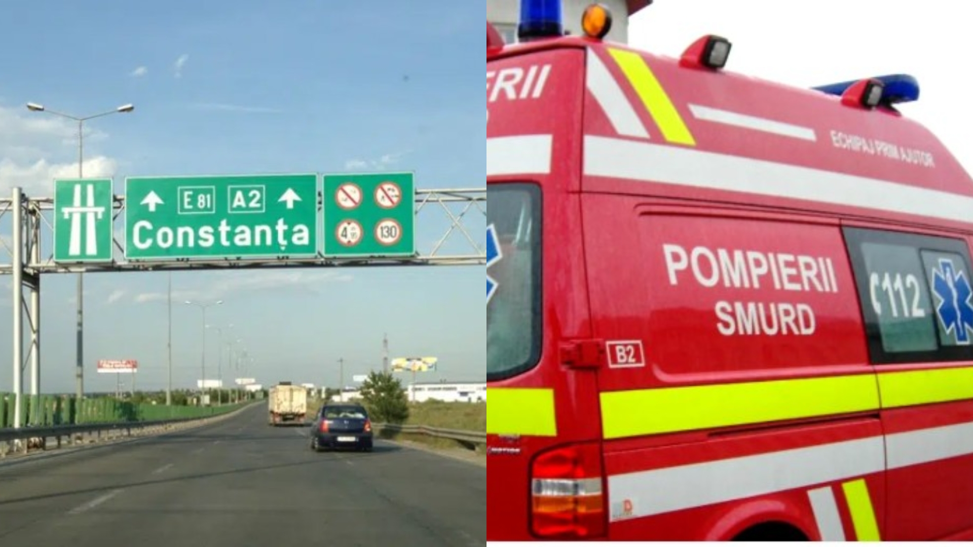 Accident cumplit pe Autostrada București – Constanța! O mașină s-a răsturnat, iar o persoană a murit