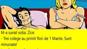 Bancul zilei, 1 martie 2022 |  „Trei colege au primit flori”