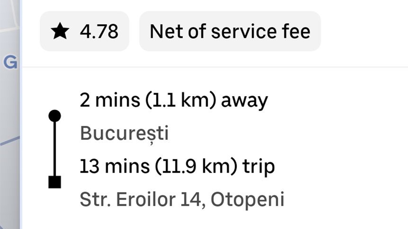 Cât a plătit un client pentru o cursă Uber de 12 km, din București până la Aeroportul Otopeni. Când a văzut tariful, a crezut că dă aplicația erori