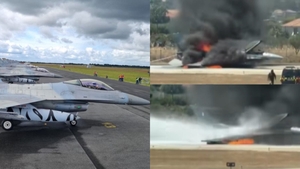 Panică pe pista unui aeroport din Grecia. Un F-16 a fost distrus la aterizare