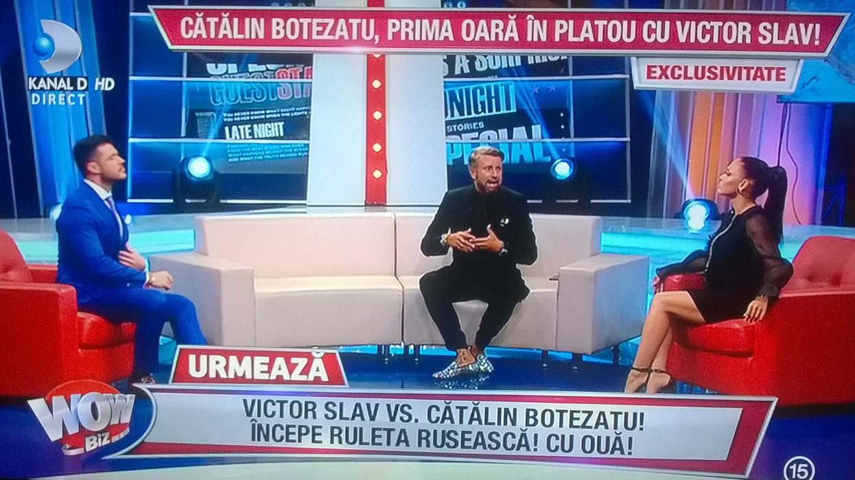 Cătălin Botezatu şi Victor Slav, faţă în faţă! Ce a dezvăluit designer-ul despre iubitul Biancăi Drăguşanu