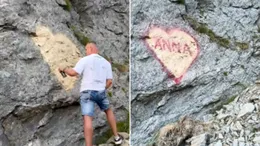 Ce riscă bărbatul care a vandalizat o stâncă de pe Transfăgărășan în semn de iubire față de „Anna”