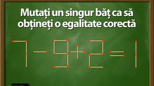 TEST IQ | Mutați un singur băț de chibrit, ca să obțineți o egalitate corectă din: 7-9+2=1