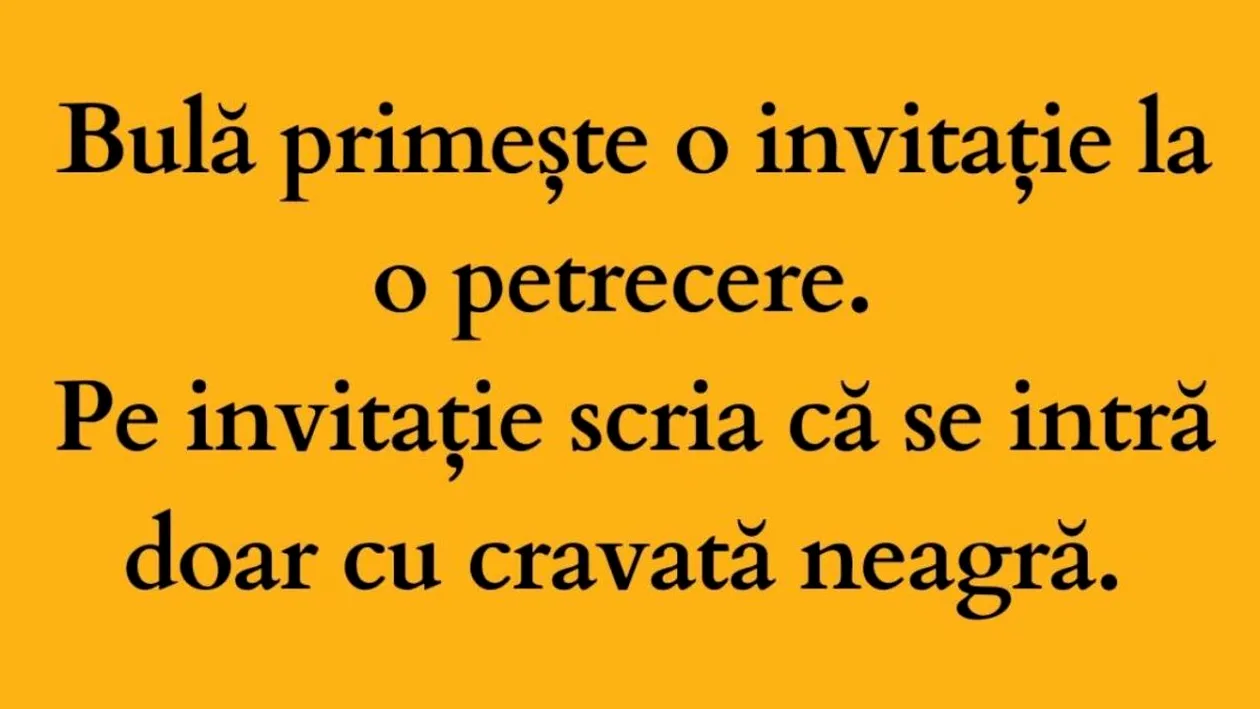 BANC | Bulă primește o invitație la o petrecere