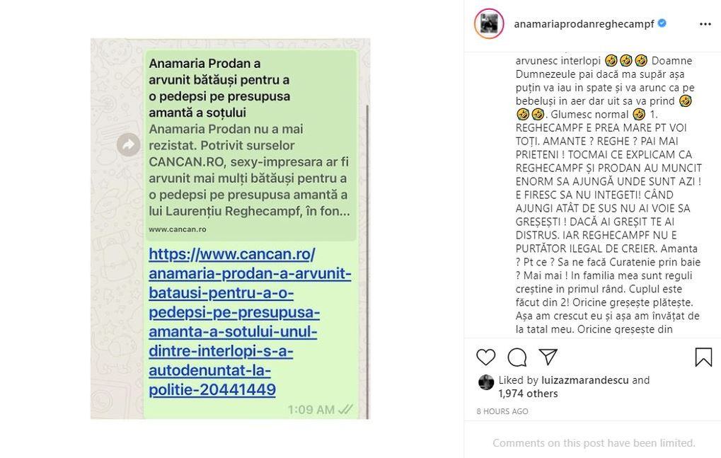 Anamaria Prodan, primele mărturii după ce s-a spus că a angajat bătăuși ca să îi dea o lecție presupusei amante a soțului: “Cuplul este făcut din doi! Oricine greșește, plătește”