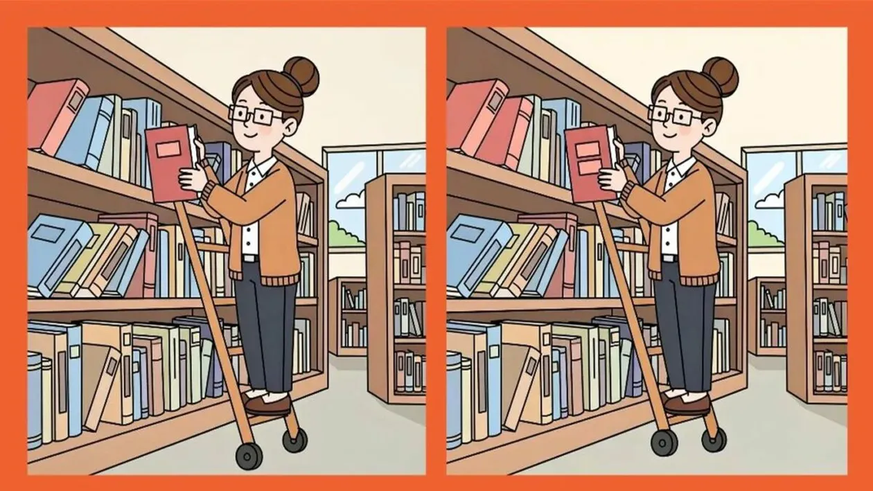 TEST IQ | Identificați 3 diferențe între bibliotecara din dreapta și cea din stânga!