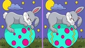 Test de perspicacitate | Acești 2 iepurași de Paște par identici, dar nu sunt. Găsiți 3 diferențe!
