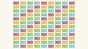 TEST IQ | Nu toate numerele din această imagine sunt 303. Găsiți-l pe cel diferit!