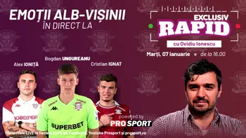 An nou, oră nouă. Vă așteptăm la ora 16:00 pe canalul de YouTube – ProSport, la „EXCLUSIV RAPID”, alături de Alexandru Ioniță, Viorel Moldovan, Cristi Ignat și Bogdan Ungureanu!