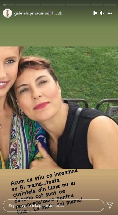 Gabriela Prisăcariu, alături de mama ei! Sursă foto: Instastory