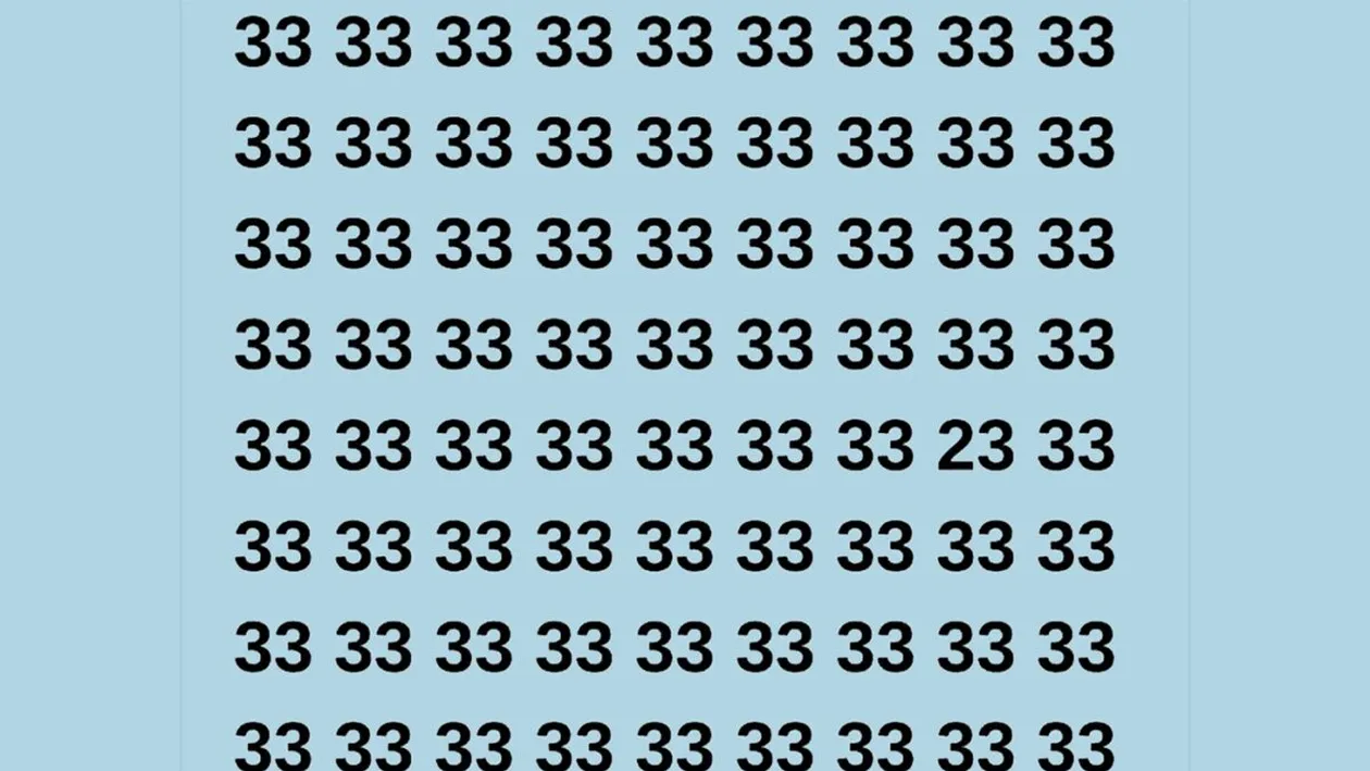Test de perspicacitate | Nu toate numerele din imagine sunt 33. Care este cel diferit?