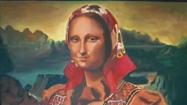 Tablou cu Mona Lisa în port tradiţional românesc, scos la vânzare! Cât costă inedita creaţie