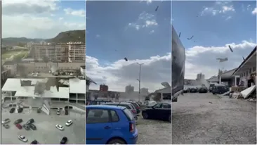 Fenomen rar, la noi în țară! O vijelie sub formă de tornadă a distrus 13 mașini