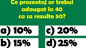 Test de inteligență | Ce procentaj trebuie adăugat la 40 pentru a obține 50?