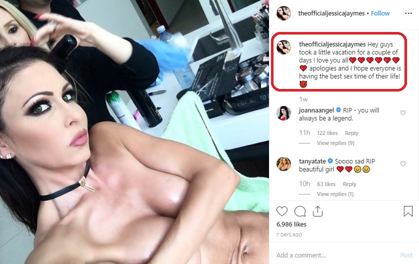 Ce mesaj emoționant a scris actrița Jessica Jaymes înainte să fie găsită moartă: “Îmi cer iertare și…”