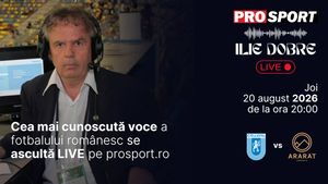 Ilie Dobre comentează LIVE pe ProSport.ro meciul Universitatea Craiova - Ararat Armenia, joi, 20 august 2026, de la ora 20:00