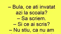 Bancul dimineții | Bulă, ce ați învățat azi la școală?