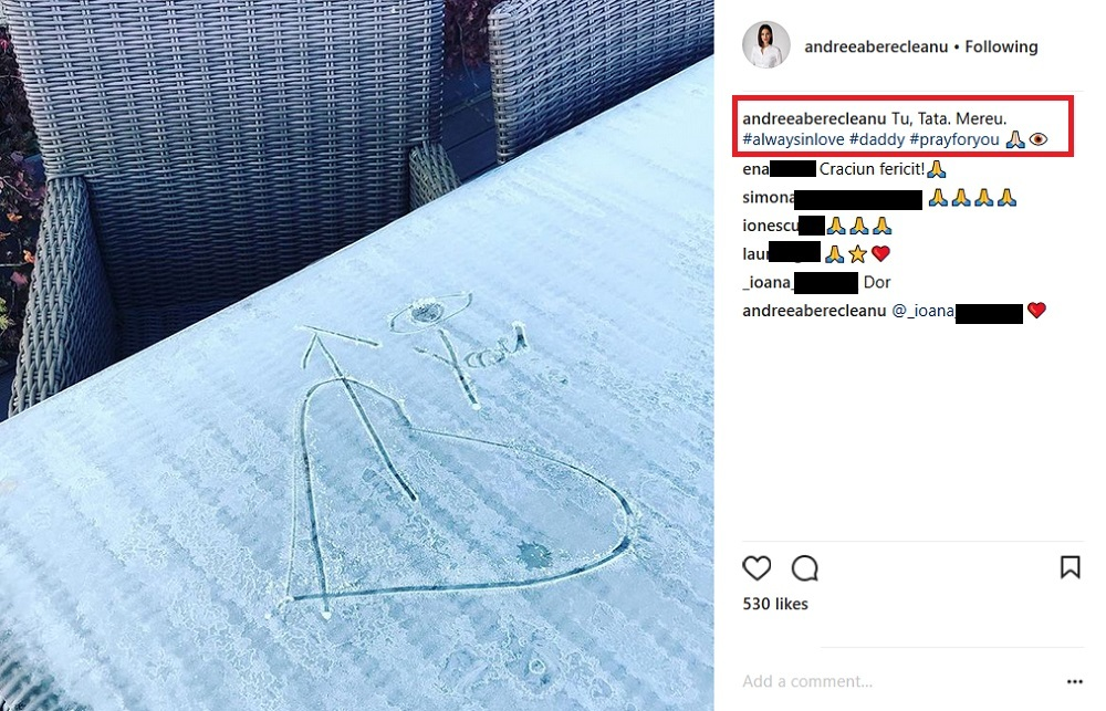 Andreea Berecleanu, mesaj sfâşietor pentru tatăl său mort: „Tu, tata, mereu…”