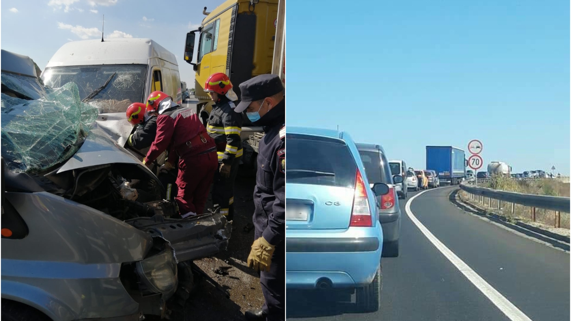 Accident cu 8 victime în Prahova. Un TIR și două dubițe s-au izbit. FOTO