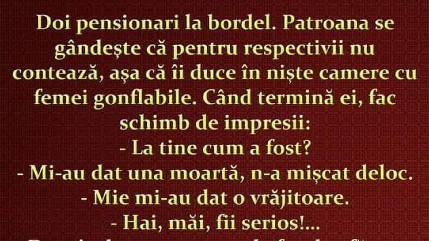 BANCUL ZILEI | Doi pensionari, la bordel