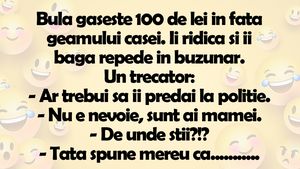 BANCUL ZILEI | Bulă găseşte 100 de lei în faţa geamului casei