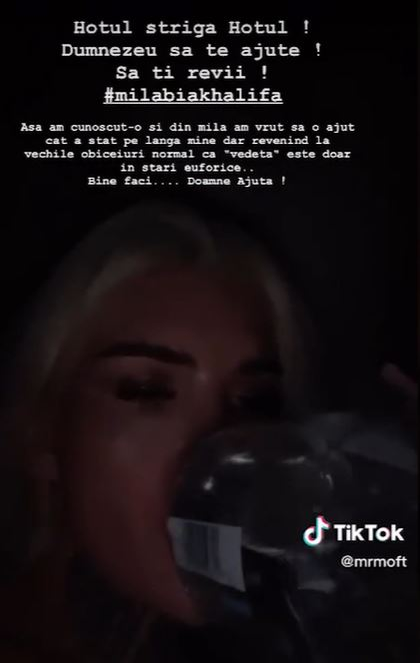 Fulgy a postat un video în care apare Bia Khalifa în timp ce ingerează pastile. Sursă foto: Tik Tok