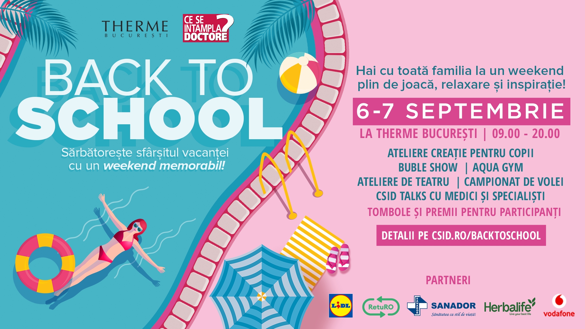 CSID.RO aniversează 20 de ani și îi sărbătorește împreună cu familiile din România la THERME București: două zile de distracție, sănătate și relaxare la evenimentul „CSID – BACK TO SCHOOL”