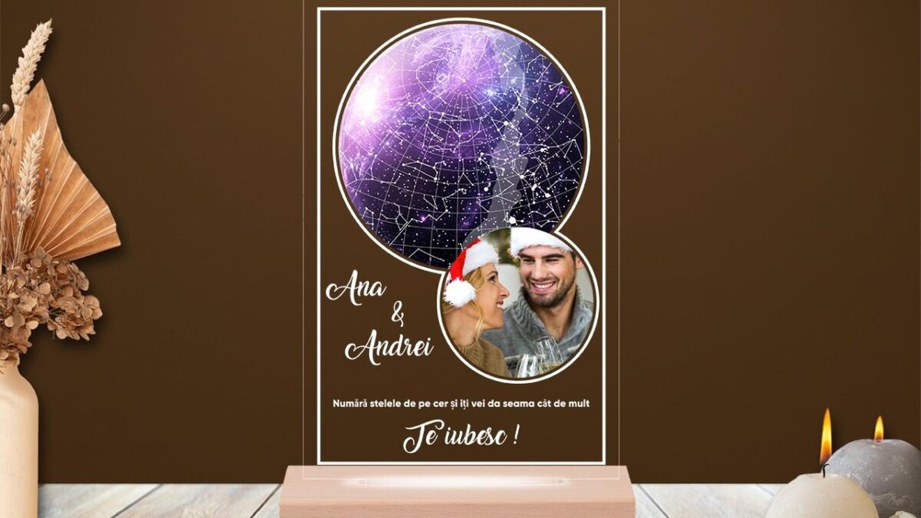 P. Lampa LED Personalizată – Sky Map: O Hartă a Stelelor, Transformată într-un Cadou Unic