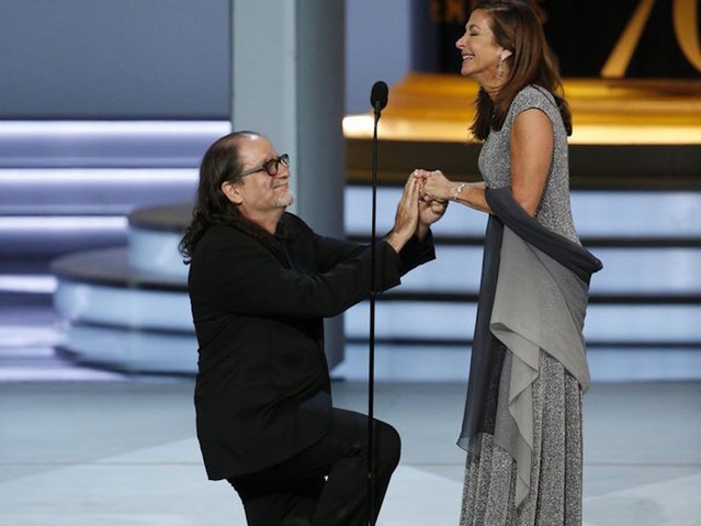 Glenn Weiss "Directing - Variety Special for The Oscars" proposes to his girlfriend during the 70th Annual Primetime Emmy Awards held at the Microsoft Theater on September 17th, 2018.