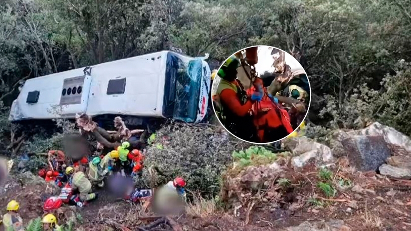 Un autocar a căzut într-o râpă de 20 de metri! Peste 80 de persoane au fost rănite în accidentul din Spania