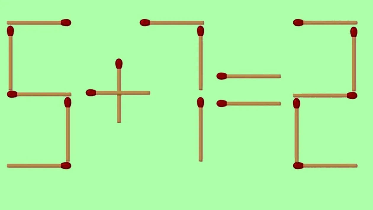 Test de inteligență cu chibrituri | Corectați 5 + 7 = 2, mutând un singur băț