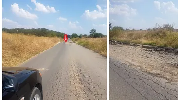 Atenție, șoferi! Există 2 cratere pe un drum circulat din județul Giurgiu, iar pericolul de accident este uriaș